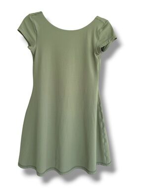 Backless Scoop-Neck Mini Dress in Sage Green